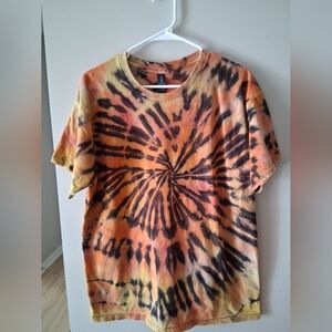 Gildan Orange & Black Spiral Tie-Dye Short Sleeve Tee